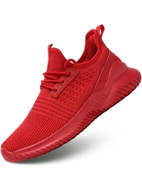 Women's Red Lightweight Breathable Running Athletic Walking Sports Shoes